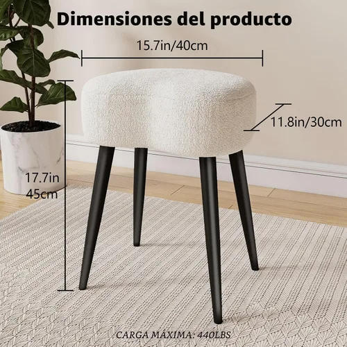 Vista 2 de Taburete tapizado de terciopelo de peluche