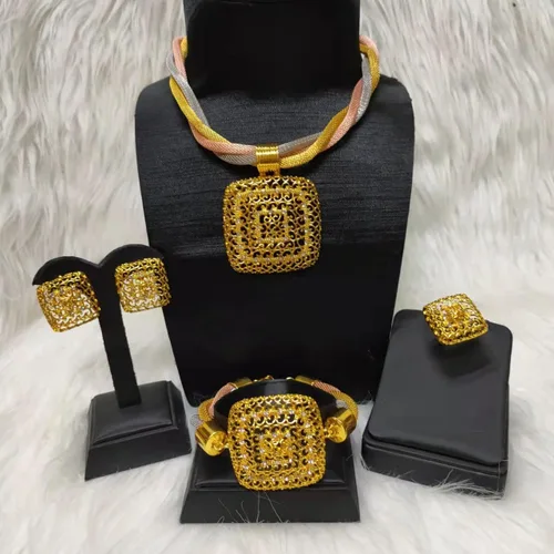 Vista 2 de Sajayea Dubai Gold Jewelry Sets for Women 24K Gold Plated Costume Jewelry for Women Prom Jewelry Sets