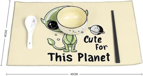 Vista 2 de Alienes Cute for This Planet Placemats Set of 6 Resistant Table Mats Washable Place Mats for Dinner Party Table Decoration