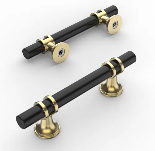 Vista 8 de Amerdeco ZH0050 - Paquete de 10 pomos de bronce champán para gabinetes, barra en T de 2 pulgadas, manijas de gabinete de cocina, manijas