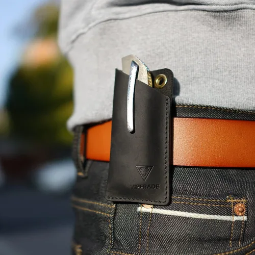 Vista 7 de VIPERAED PJ11 EDC - Funda de cuero pequeña para cinturón, funda de cuero para linterna pequeña, funda de cuero pequeña para cuchillos de cuero Negro