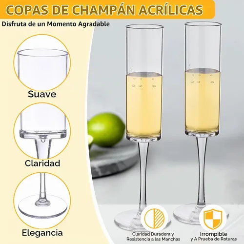 Vista 3 de Gerrii Copas de champán de plástico irrompibles de 6 onzas, copas de champán reutilizables para brindis de vino, copas de cóctel desechables