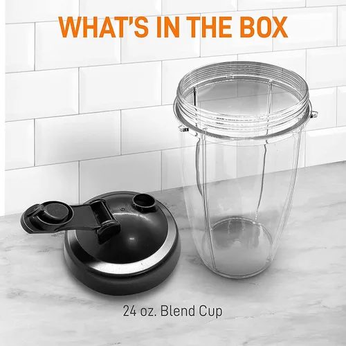 Vista 9 de NutriChef Vaso de mezcla grande de 24 onzas – Piezas de repuesto Contenedor de mezcla Tritan transparente con tapa para sorber y sellar, funciona