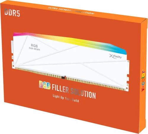 Vista 4 de V-Color Manta XFinity DDR5 RGB - Solución de llenado - 2 módulos - 0 GB de RAM - Compatible con Intel/AMD - Blanco con barra de luz