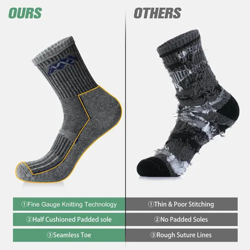 Vista 16 de innotree 3 Pack Men's Merino Wool Hiking Socks, Micro Crew Cushioned Hiking Walking Thermal Moisture Wicking Trekking Socks
