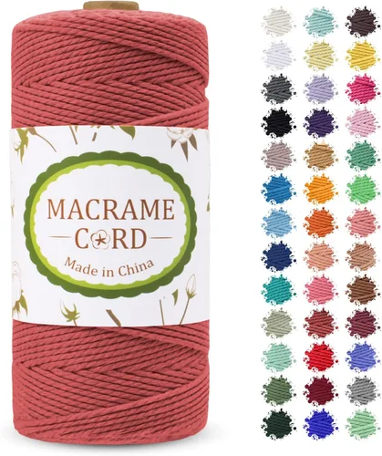 Vista 29 de Cordón de macramé de 0.079 pulgadas, hilo de cuerda de macramé de color de 0.07 pulgadas x 219 yardas, cuerda de algodón natural, 3 hebras para Aqua