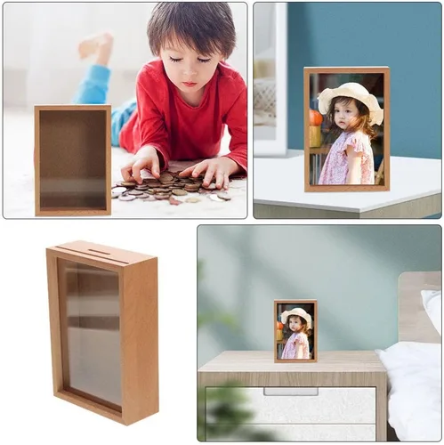 Vista 6 de Zerodeko Hucha para adultos, de madera, hucha para adultos, caja de fotos, caja de sombra para niñas, caja decorativa de sombra para el hogar