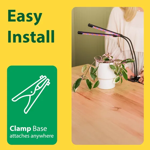 Vista 5 de Miracle-Gro, Luz de cultivo para plantas de interior – LED de 10 W, flexible de 2 cabezales, espectro seleccionable para plantas