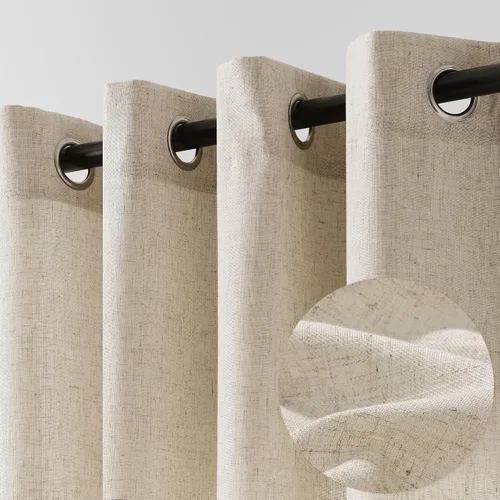 Vista 69 de Cortinas de lino negro para dormitorio y sala de estar de 84 pulgadas de largo, juego de 2 paneles, para habitación de niños, filtro de luz