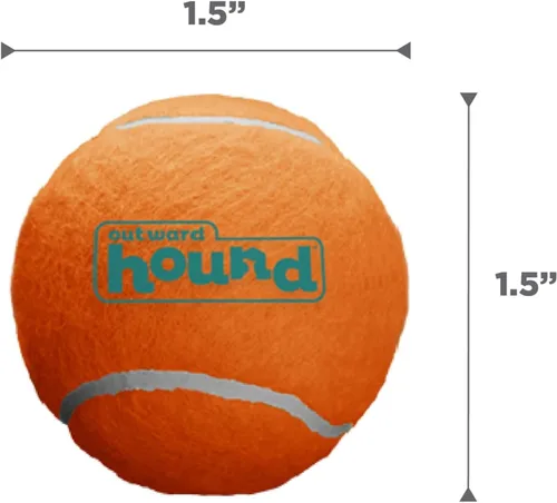 Vista 6 de Outward Hound Squeaker Ballz - Pelota de tenis para perro, pequeño, 2 Bolas chirriantes múltiples
