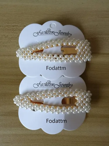 Vista 8 de Fodattm 2 pinzas para el pelo de perlas de imitación dulce, horquilla simple de aleación de moda BB accesorios para el cabello para mujeres