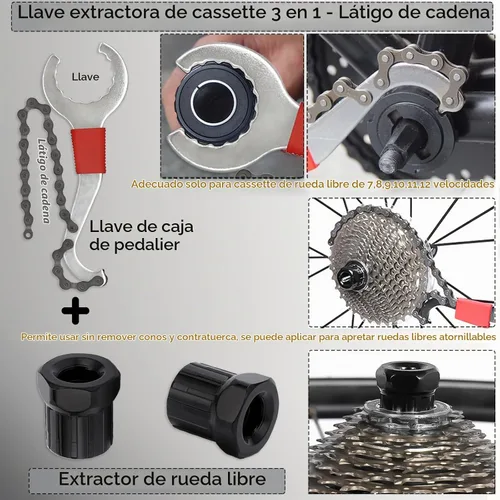 Vista 2 de Kit de herramientas para bicicleta, 8 herramientas profesionales de reparación de bicicletas para bicicleta de montaña con extractor de casetes 3