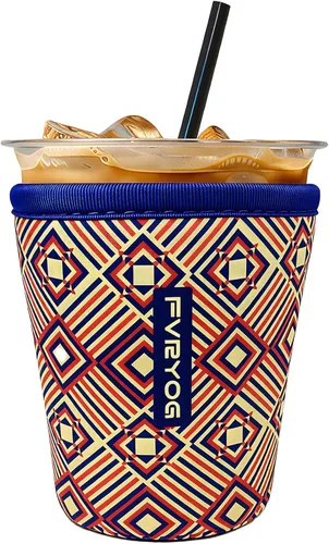 Vista 100 de Fundas de neopreno reutilizables aisladas para café helado, fundas para tazas de café helado, fundas para bebidas heladas y calientes