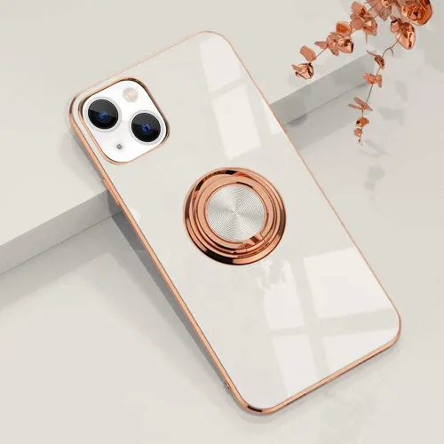 Vista 80 de Compatible con iPhone 11 Kickstand, anillo de rotación de 360 grados integrado con borde de oro rosa brillante que funciona con soporte magnético