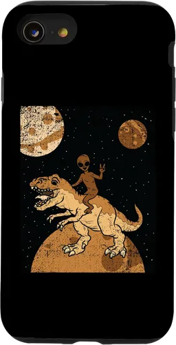 Vista 13 de Funda para iPhone 15 Alien Riding Dinosaur Black History Month Funny BLM T-Rex