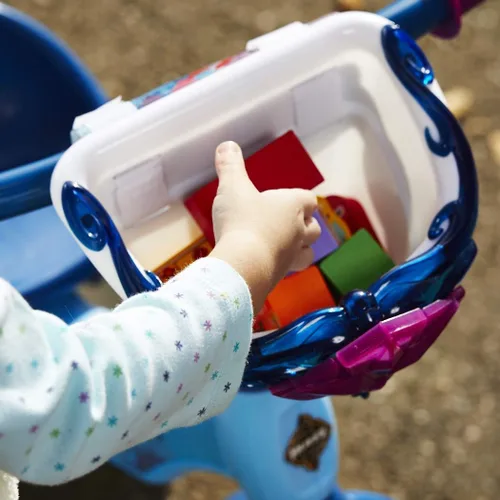 Vista 5 de Huffy Triciciclo de Disney Frozen 2 para niñas, ideal para mayores de 3 años, Anna, Elsa y Olaf, contenedores de almacenamiento para aperitivos