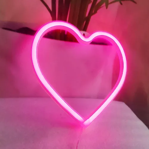 Vista 7 de YouOKLight Letrero de neón de corazón, luces de neón para decoración de pared de dormitorio, letrero de neón rosa, luz LED de corazón con USB