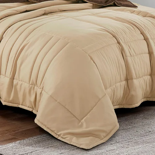 Vista 4 de ESCA Fawda - Juego de colcha acolchada reversible de 3 piezas con 2 fundas de almohada, tamaño King/Cal King
