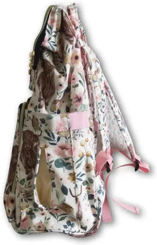 Vista 5 de Mochila de pañales de vaca de las tierras altas florales rosas