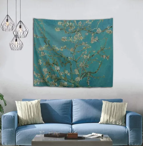Vista 2 de WIHVE - Tapiz para colgar en la pared, de diseño floral bohemio, hippie, psicodélico, étnico, decorativo, de tela para dormitorio, decoración