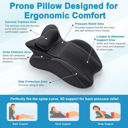 Vista 4 de cjc Almohada de cuña de espuma viscoelástica para adultos, almohada de cama con soporte multiposición y funda extraíble para dormir, sentarse, boca