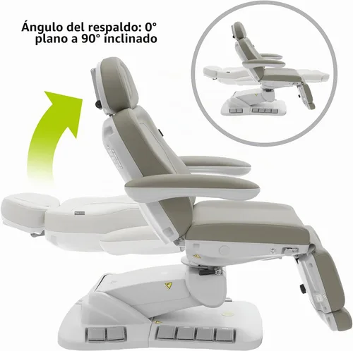 Vista 5 de SKINACT Palma - Mesa de tratamiento médico eléctrico de 4 motores y silla facial con giratorio, altura ajustable, respaldo, inclinación del asiento