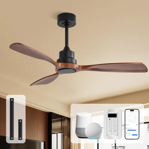 Vista 21 de Sofucor Ventiladores de techo inteligentes de 60 pulgadas con luces, ventilador de techo inteligente moderno para exteriores