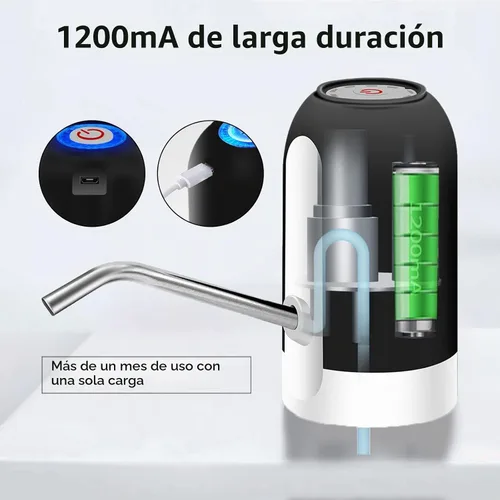 Vista 3 de Bomba de agua universal para botella de 5 galones, dispensador de agua eléctrico, bomba de agua automática portátil con interruptor y carga USB