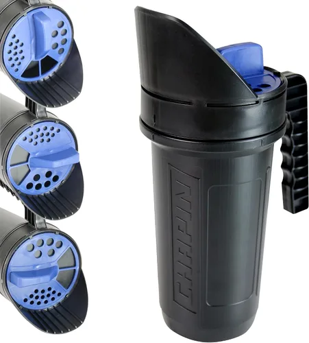 Vista 10 de Chapin 8740A: coctelera de mano de polietileno negro de 64 onzas para césped, fertilizante, semillas de césped, sal y arena, uso durante todo