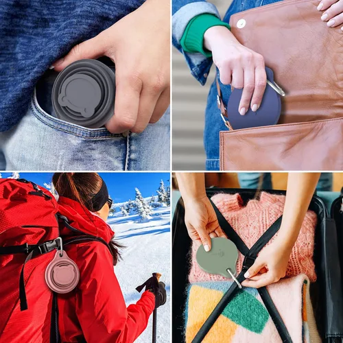 Vista 6 de IYYI Taza plegable para viajar, taza plegable de silicona, taza de camping con tapa, taza plegable para camping, senderismo, al aire libre, viajes