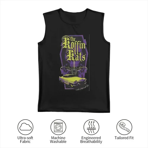 Vista 5 de COIRBLISS Koffin Kats - Camiseta sin mangas para hombre, cuello redondo, ajuste holgado, para gimnasio, entrenamiento, músculos, camiseta sin mangas