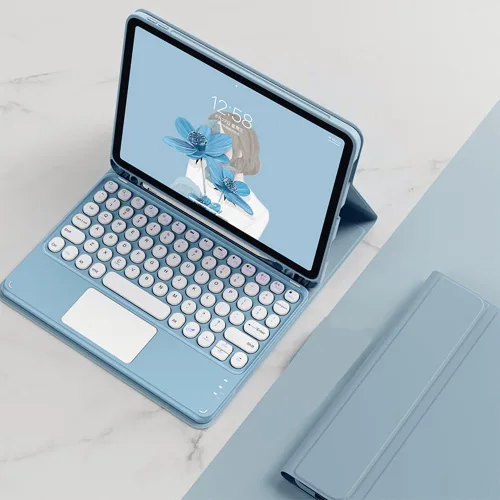 Vista 18 de Funda con teclado para iPad Air2 - Touchpad, magnético, Bluetooth desmontable, funda inteligente delgada para iPad 5ª/6ª generación de 9.7 pulgadas
