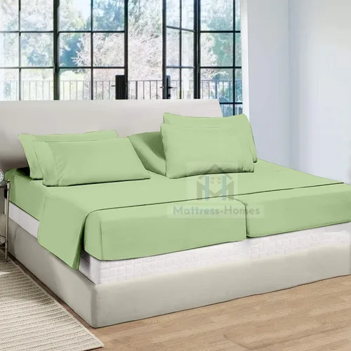Vista 24 de Juego de sábanas divididas tamaño Queen para cama ajustable, juego de sábanas divididas de 5 piezas para cama Queen dividida de 600 hilos, 100%