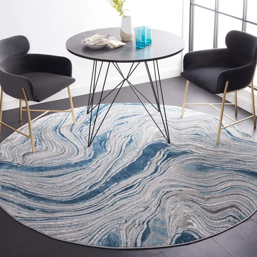 Vista 14 de SAFAVIEH Meadow Collection - Alfombra para pasillo, 2 x 7 pies, azul y gris, diseño abstracto moderno, no desprende pelusa y de fácil cuidado, ideal