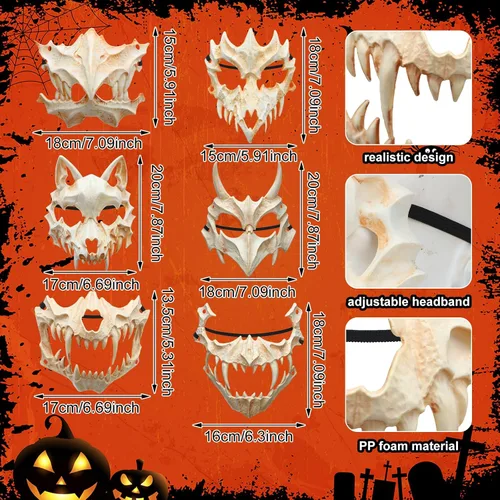 Vista 2 de 6 máscaras de Halloween para cosplay, esqueleto de animal