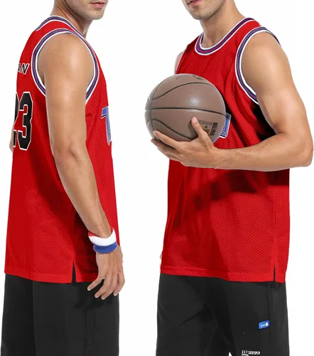 Vista 5 de Camiseta de baloncesto para hombre #23 camisetas de película espacial de los años 90 para Halloween, hip hop, ropa de fiesta, camisas deportivas