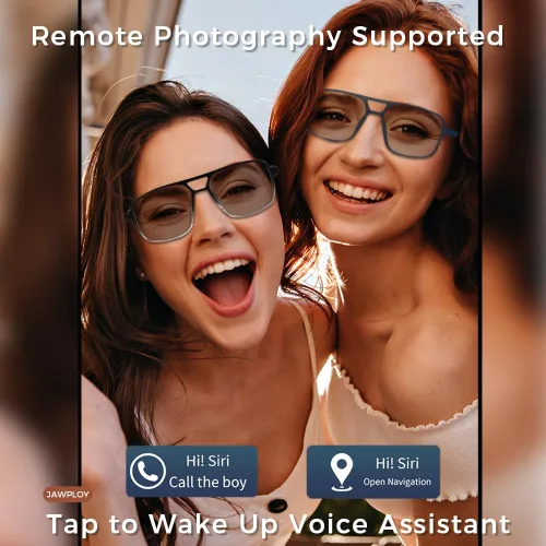 Vista 5 de Jawploy Smart Glasses Bluetooth Audio Glasses Sunglasses Blue Light Glasses for Men Women Color-Change UV Protection Dual Mic