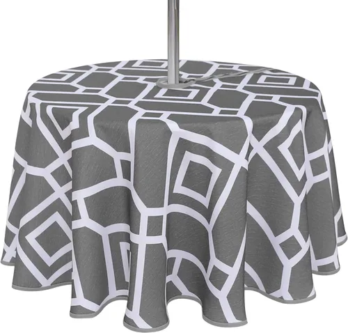 Vista 43 de LUSHVIDA Mantel cuadrado para exteriores con agujero para sombrilla y cremallera, 54 x 54 pulgadas, color negro, lavable, impermeable, a prueba