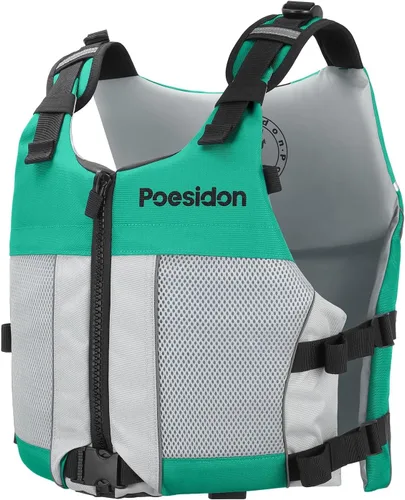 Vista 8 de Poseidon Chaleco salvavidas ajustable de seguridad acuática - Diseño clásico unisex con compartimentos de almacenamiento frontal/trasero