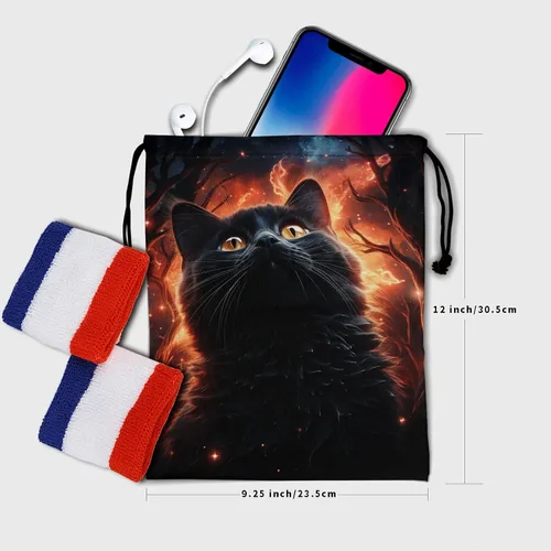 Vista 160 de Bolsa de agarre de gimnasia de piel de animal, bolsa de gimnasia con cordón ajustable, bolsa de cuerda para fauna silvestre, Mariposas Galaxy