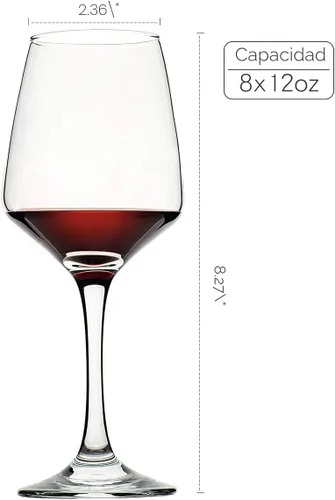 Vista 2 de C CREST Juego de 8 copas de vino, 12 onzas, sin plomo, cristalería transparente y duradera