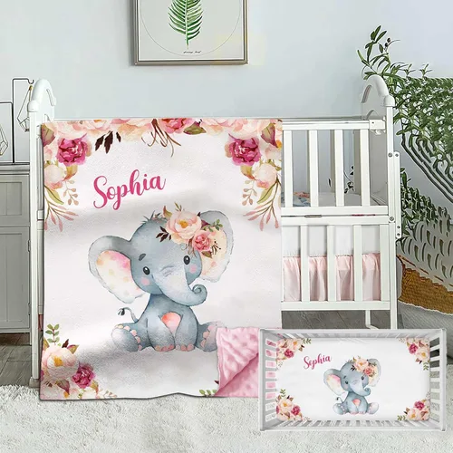 Vista 7 de Juego de ropa de cama personalizada para cuna para bebé, niño, juego de ropa de cama de cuna personalizada con nombre, ropa de cama de 2 piezas