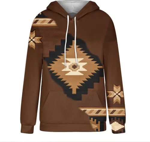 Vista 32 de Sudaderas con capucha azteca occidental para mujer, sudaderas de manga larga con gráficos vintage, camisetas de vaquera, ropa 2023