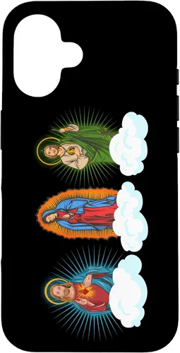 Vista 32 de Funda para iPhone 17 con diseño de Jesús, Virgen María y San Judas Tadeo in Clouds