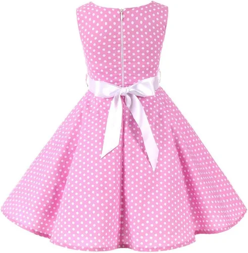 Vista 3 de Vestido de té para niñas, estilo vintage, de los años 50, con diseño de lunares, estilo Rockabilly para fiesta de graduación, vestido de té