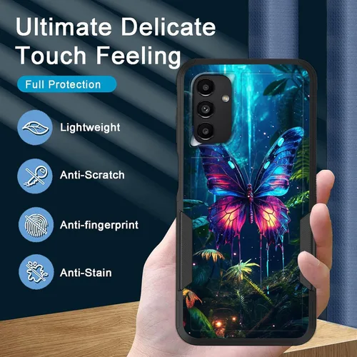 Vista 440 de Funda para Galaxy A14 5G, resistente de doble capa híbrida de policarbonato duro, goma suave, a prueba de golpes, funda protectora resistente