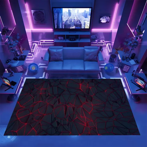 Vista 3 de Alfombras de neón para sala de juegos, 2 x 3, alfombra pequeña para deportes electrónicos, alfombras coloridas para niños, adolescentes, color negro