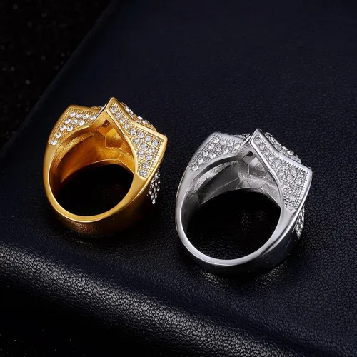 Vista 4 de ICED OUT - Anillo de boda para hombre, anillo de estrella brillante, anillo de hip hop, anillos radiantes para mujer, joyería brillante para niñas