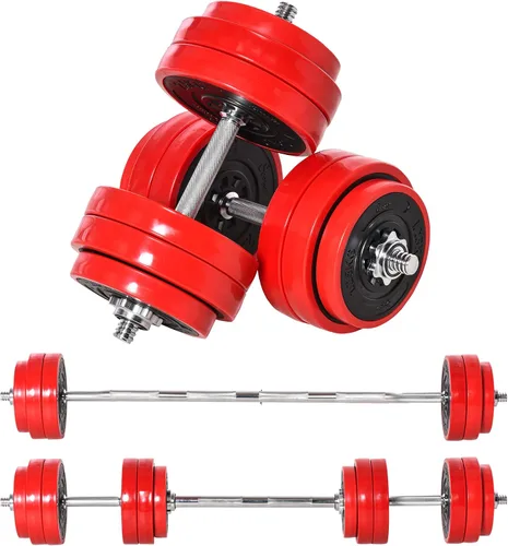 Vista 10 de Soozier Adjustable Dumbbell Set, Convertible to Barbell Weight Set for Home Gym Women and Men Weight Lifting Training.