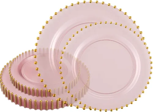 Vista 21 de Plasticpro - Juego de platos combinados de 32 piezas de plástico para cena, platos desechables de plástico elegantes y resistentes para fiestas de 7